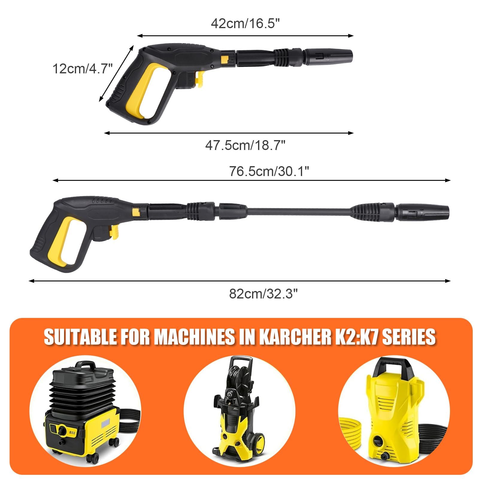 YUET 2026 - Pistola de lavado de alta presión con gatillo y kit de varita de extensión, sistema de liberación de conexión rápida para Karcher K2 K3 K4 K5 K6 K7 Kärcher Dirt Lance Boquilla de