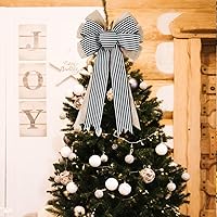 Vista 6 de Paquete de 2 lazos de arpillera a rayas negras y blancas de otoño para decoraciones de coronas, lazos de manualidades rústicas de granja