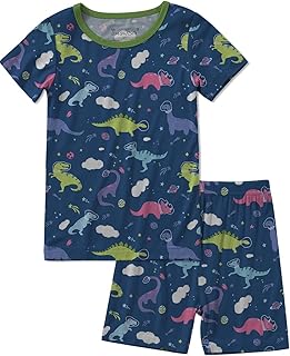 Jimonda Boys Girls Bamboo Viscose Pajamas Set Kids Shorts Pjs | Soft,breathable,skin-friendly fabric, Cute Pattern Sleepwear,shirt&Shorts 2pcs,Toddler Summer Clothes,cool and dry,Daily Wear