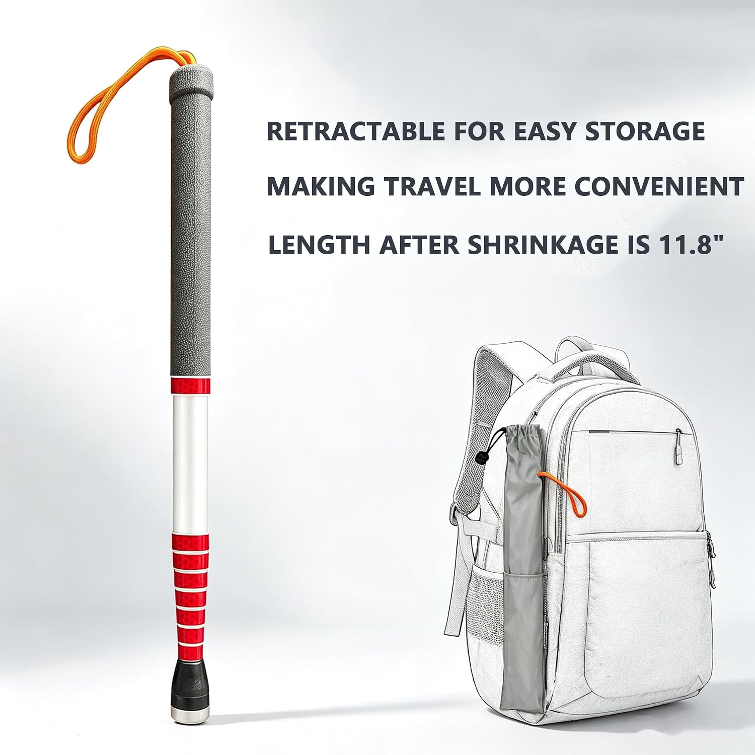 Folding White Cane for Blind with 360° Swivel Rolling Ball Tip