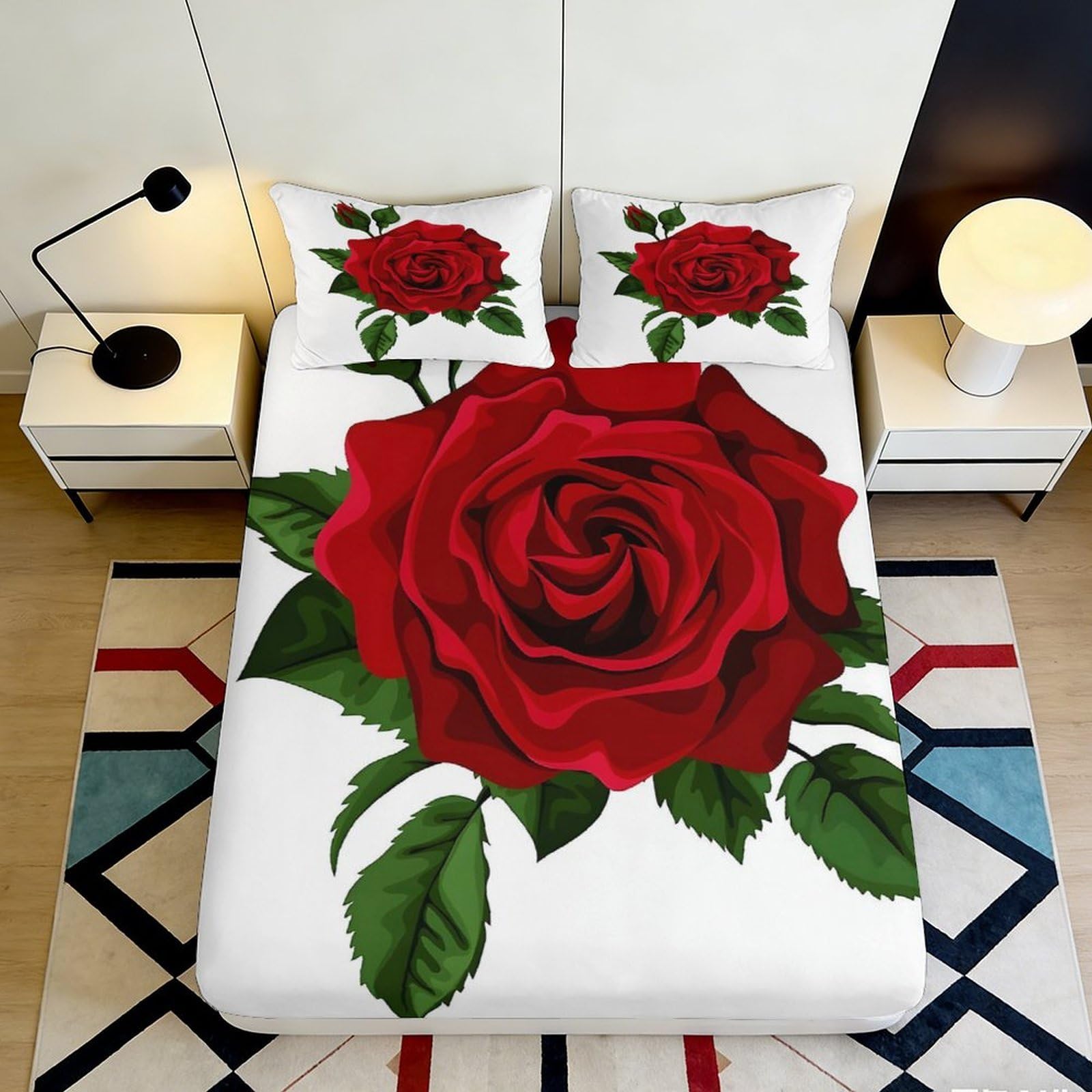 3D Printed Floral Fitted Sheet Microfiber Bedroom Set Deep Pocket Non-Slip Orchid Mattress Fitted Cover for Adults 200x200x25cm
