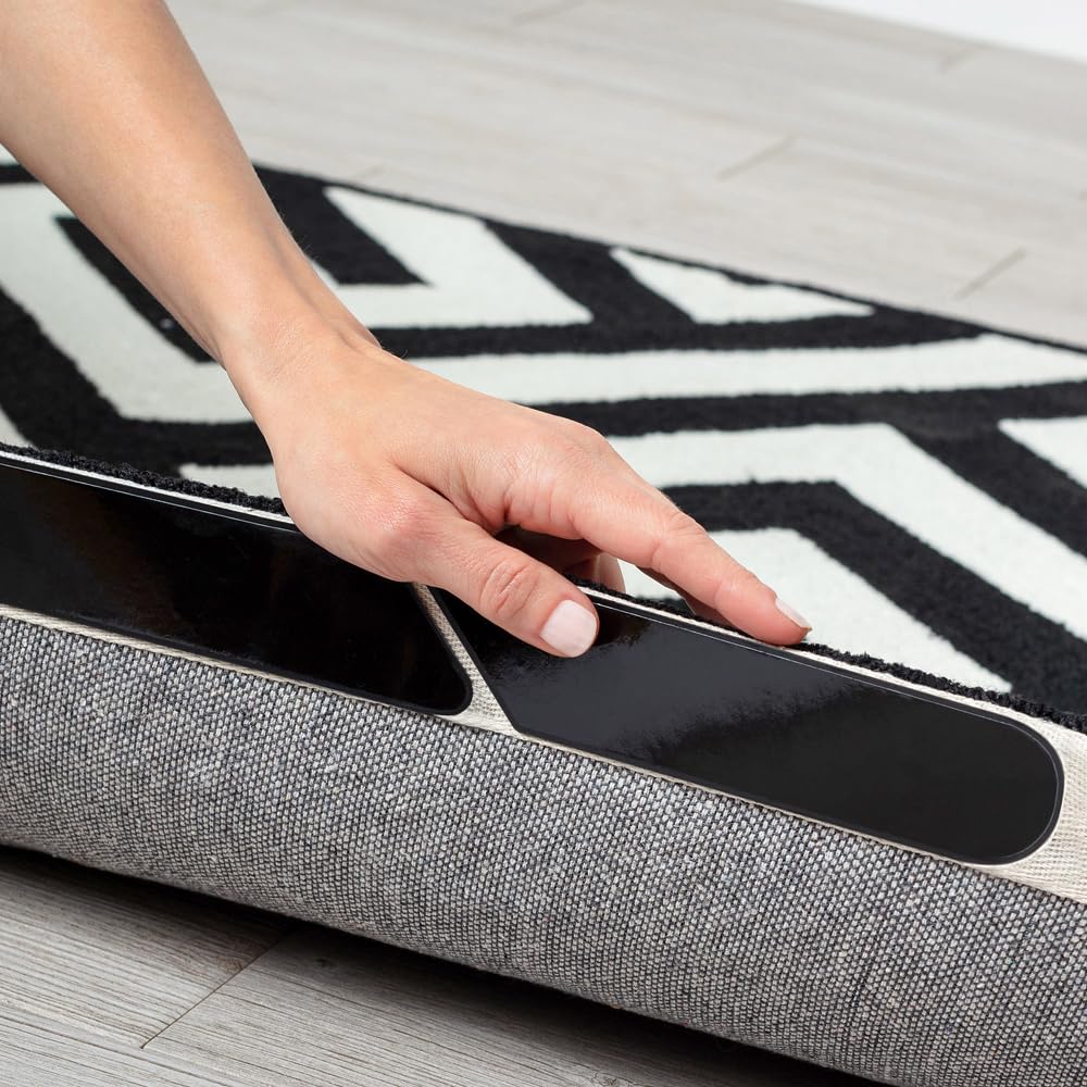 GORILLA GRIP® Extra Long Rug Grippers for Hardwood Floor, 12 Pack Black