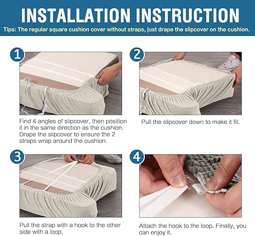 Miniatura 7 de H.VERSAILTEX Fundas elásticas para sofá de 2 piezas con cojines en forma de T, fundas de cojín individuales para sofá de 2 cojines, fundas de cojín