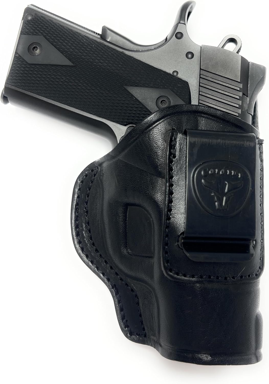 Cardini Leather USA Inside The Waistband Leather Holster for Kimber Tactical Ultra II. IWB Holster with Clip Conceal Carry. Black Right Hand.