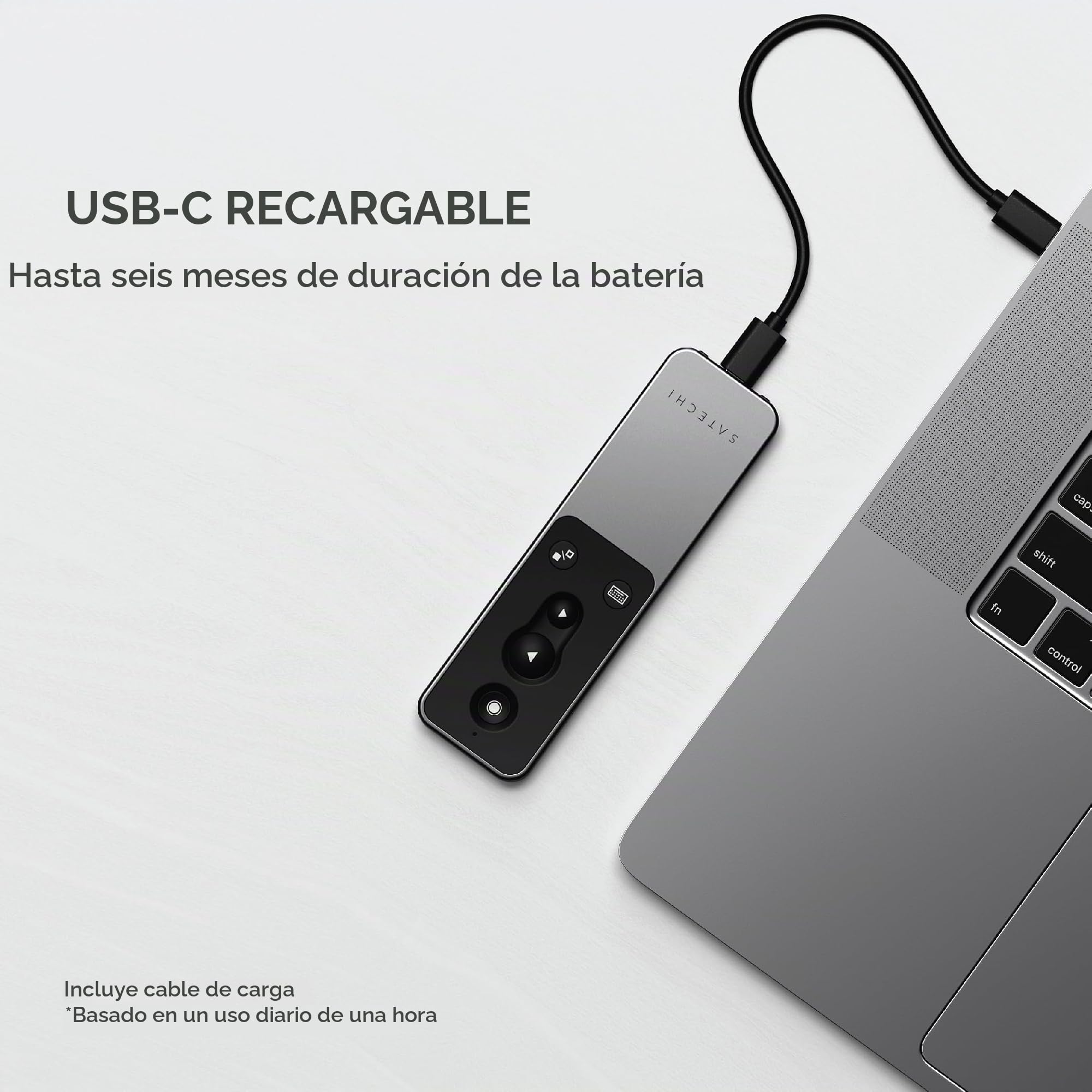 SATECHI Control Remoto Multimedia Bluetooth R2, USB C Recargable | Alcance de hasta 10 m, hasta 6 meses de batería, para PowerPoint y Keynote, MacBook, iPad y iMac