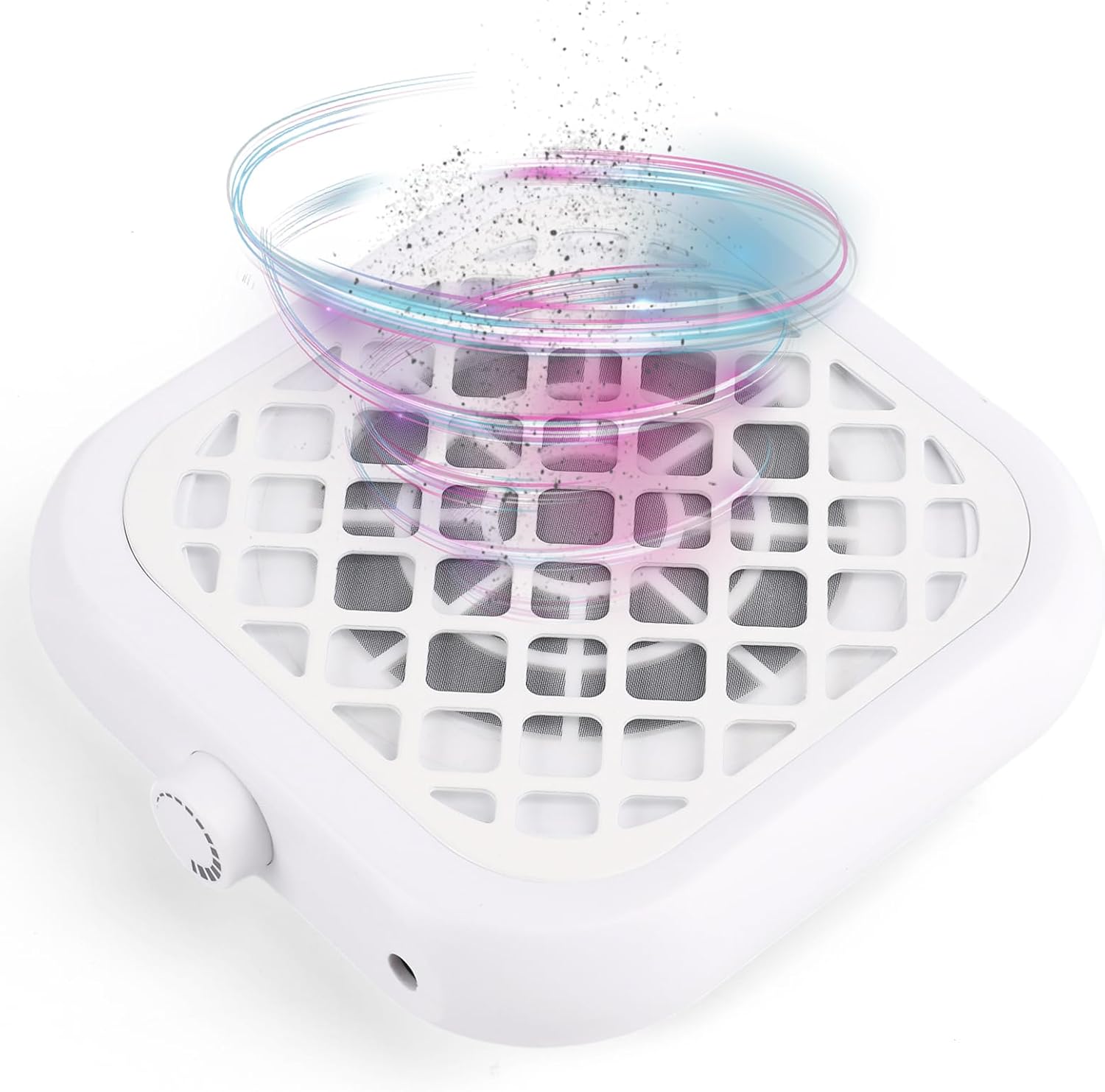 Mini Nail Dust Collector, Compact Nail Vacuum Fan Dust Collector for Beginner with 30PCS Filter Pads, Powerful Dust Suction Machine for Acrylic Nail Polishing Salon Home, Plug-in(White)