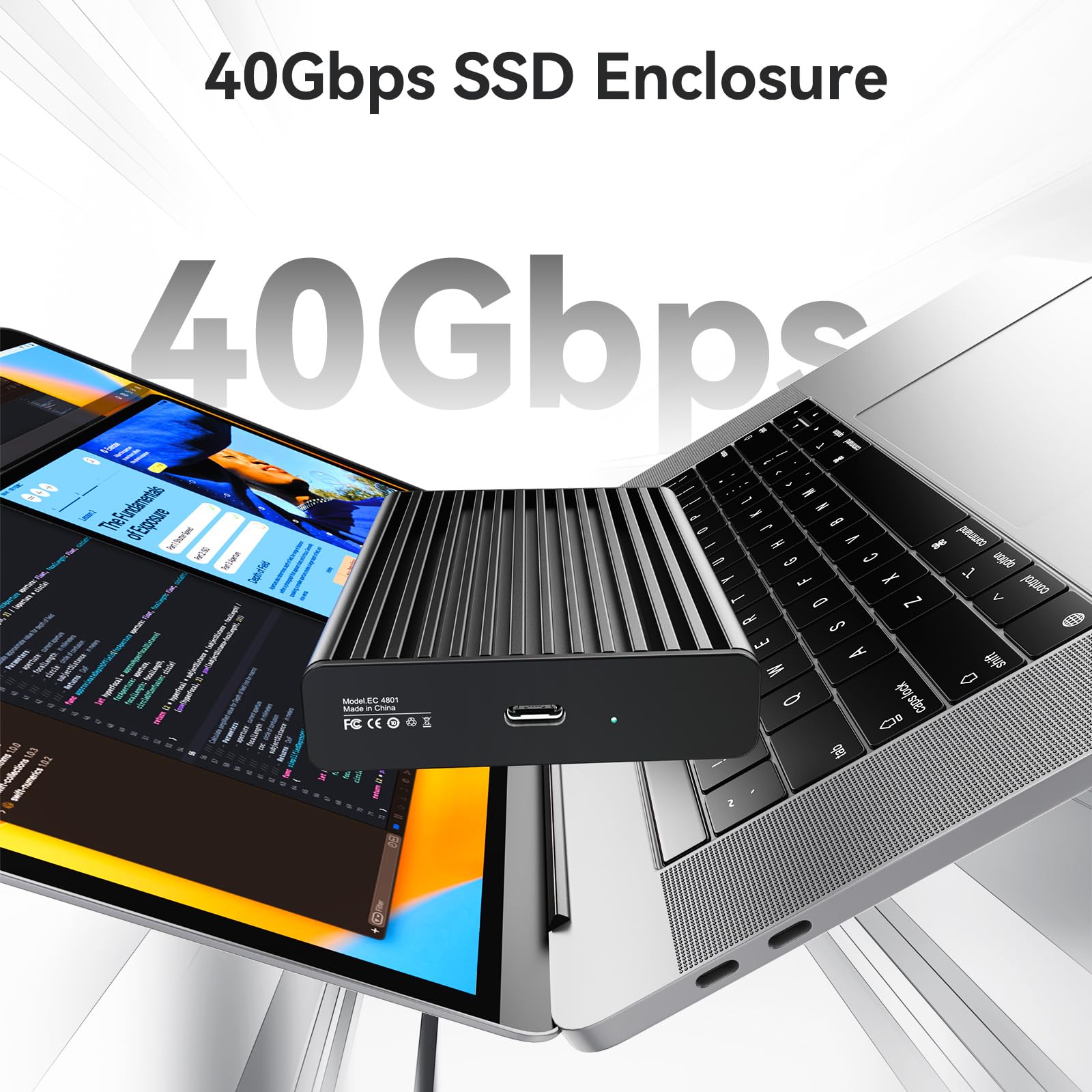 ANYOYO Obudowa M2 SSD 40 Gbps, USB4 NVMe kompatybilna z Thunderbolt 4/3, USB 4/3.2/3.1 do 3100 MB/s, M.2 NVMe SSD obudowa kompatybilna z PCIe 2280 M-Key (B+M Key)
