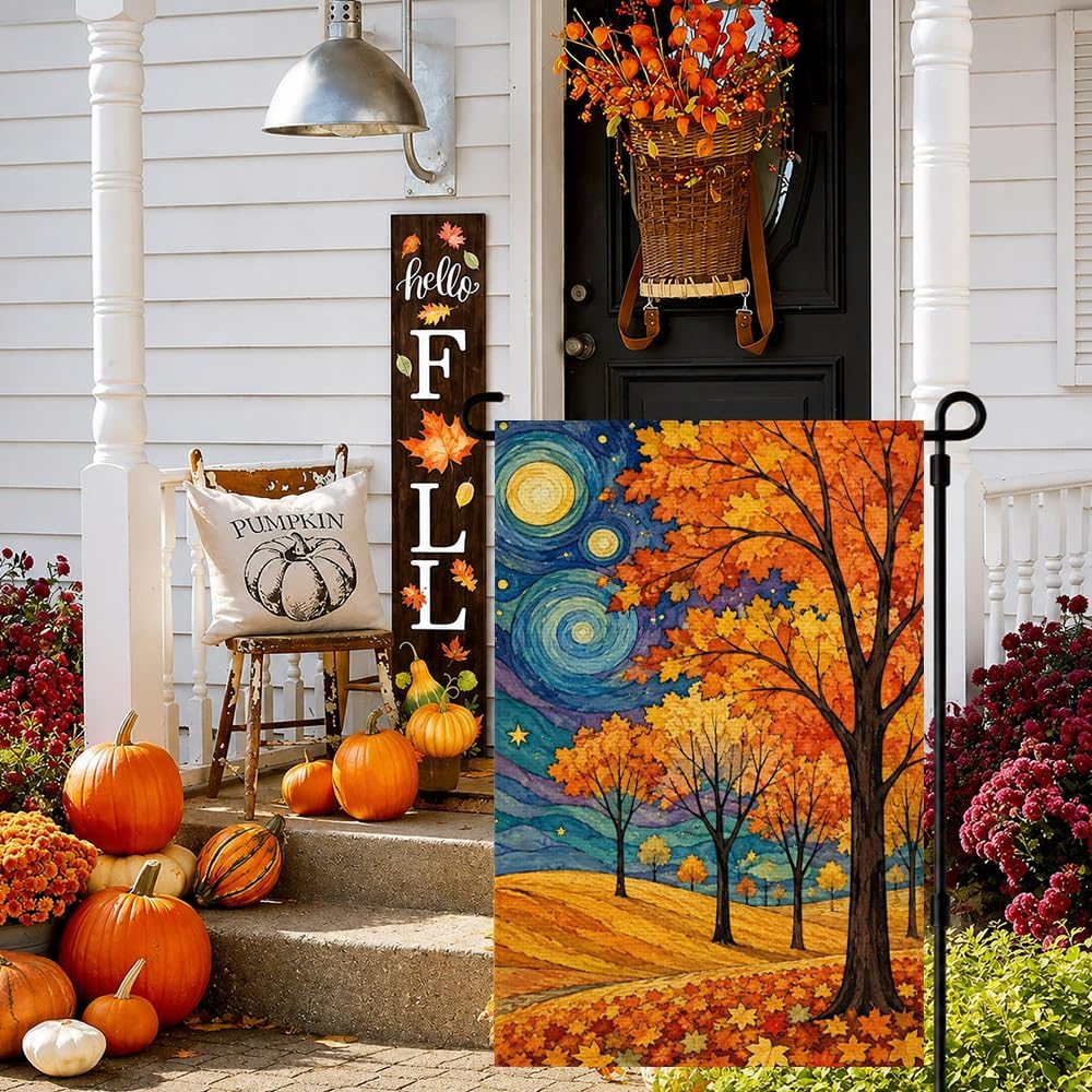 Fall Garden Yard Flag 12x18 Inch Double Sided Outside Porch Decor