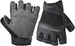 HANDLANDY Fingerless Gants de travail pour les hommes, Gant de travail à moitié doigt Grip d'absorption de choc TPR Gants anticollision pour hommes & Femmes(M)