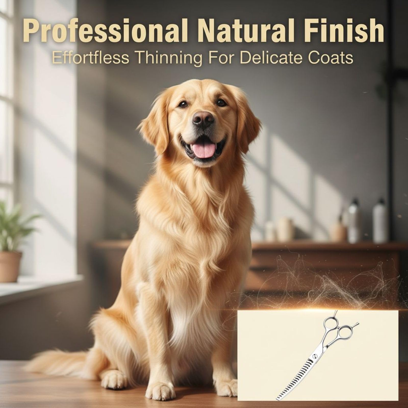 Ciseaux de toilettage courbes chunker pour chiens, acier inoxydable, 6,5 in, ciseaux effileurs pour chats et chiens, entretien du poil animal, coupe précise et régulière