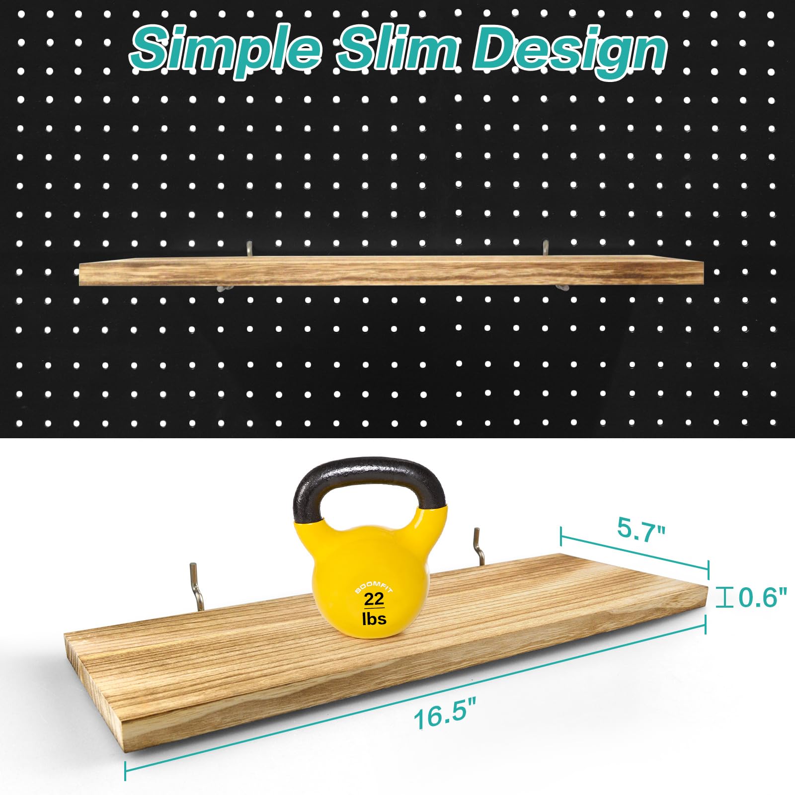 Pegboard Shelves, White 16" X 6" Large Peg Board Racks 2Pack Wall