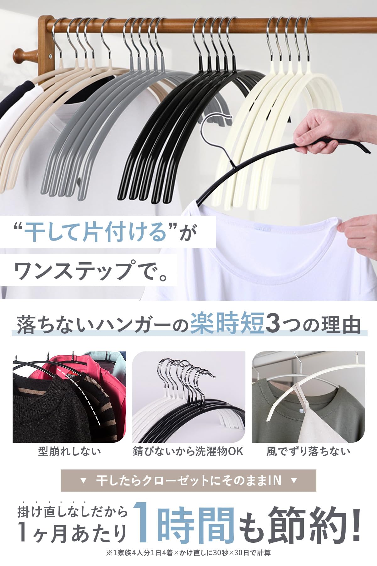 Amazon.co.jp: 【年間売上100万本突破】ハンガー [バーなし×見た目