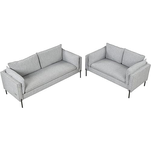 2 Pieces Linen Fabric Upholstered Living Room Sectional