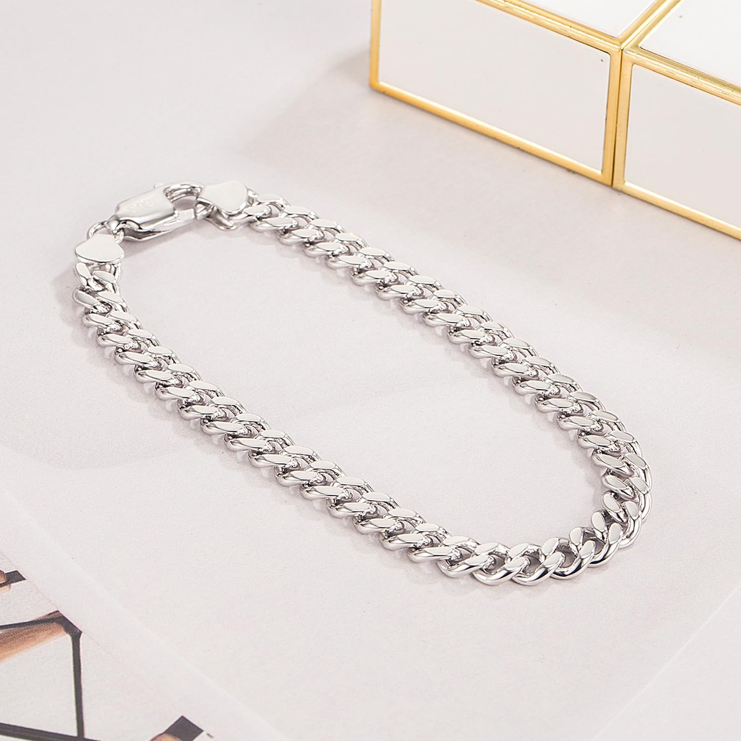 Dankadi Italian Sterling Silver Cuban Link Chain Bracelet Men 3MM 4MM 5MM 6.3 "6.7" 7 "7.5" 8 "8.5" 9 "Solid 925 Silver Bangle For Woman Cuff Jewelry Gift - Image 9