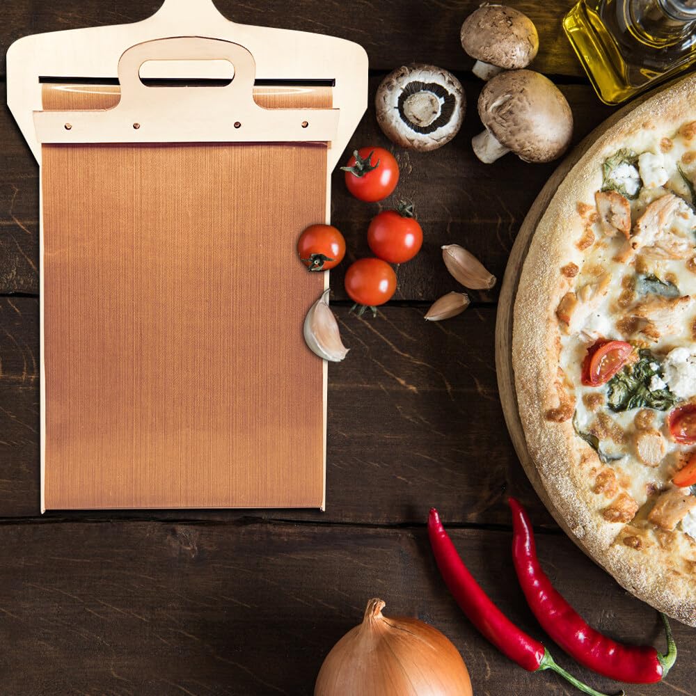 HOVCEH Sliding Pizza Peel 45x20cm | Pizzaschieber Aus Holz | Mit Schiebemechanismus Für Pizzaofen