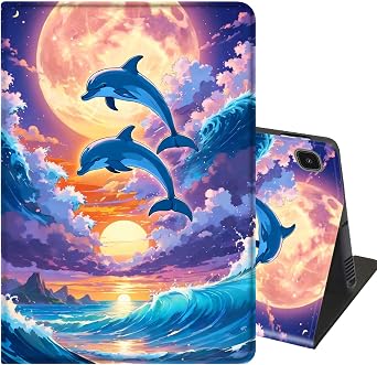for Galaxy Tab A7 10.4 Case 2020 Slim Case with Adjustable Stand Cover with Auto Wake/Sleep Smart Cover for Samsung Tab A7 10.4 Inch SM-T500/T505/T507- Moonlight Dolphin
