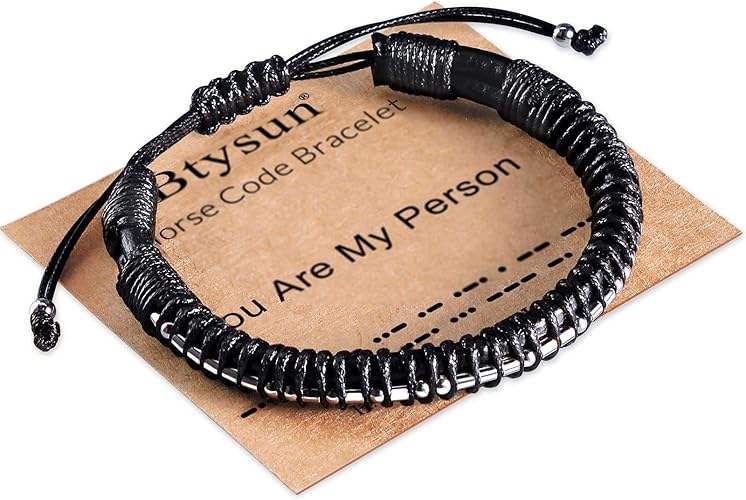 Inspirational Gifts for Men Morse Code Bracelets Mens Bracelets Graduation Gifts for Him Fathers Day Adjustable Leather Bracelet Motivational Birthday Annivesary Jewelry Stocking Stuffers for Men