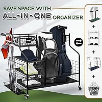 Vista 4 de Yes4All Golf Storage Garage Organizer, Golf Bag Storage Stand and Other Golfing Equipment Rack, Extra Storage Rack for Golf Clubs,Black