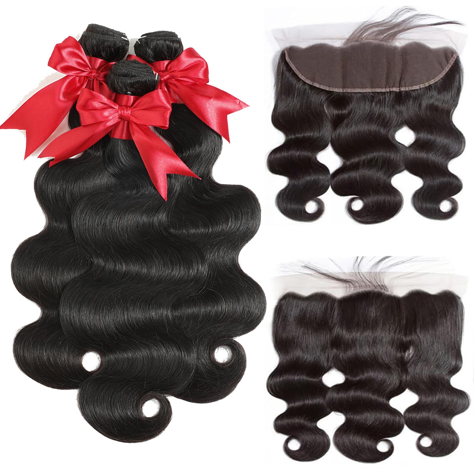 Brazilian Virgin Human Hair Body Wave Bundles with Closure
