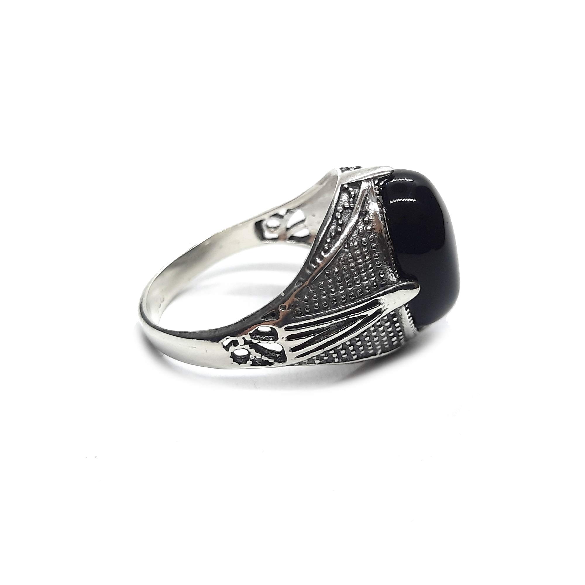 Anello da uomo in argento sterling con 16x12mm onice nero autentico solido marchiato 925