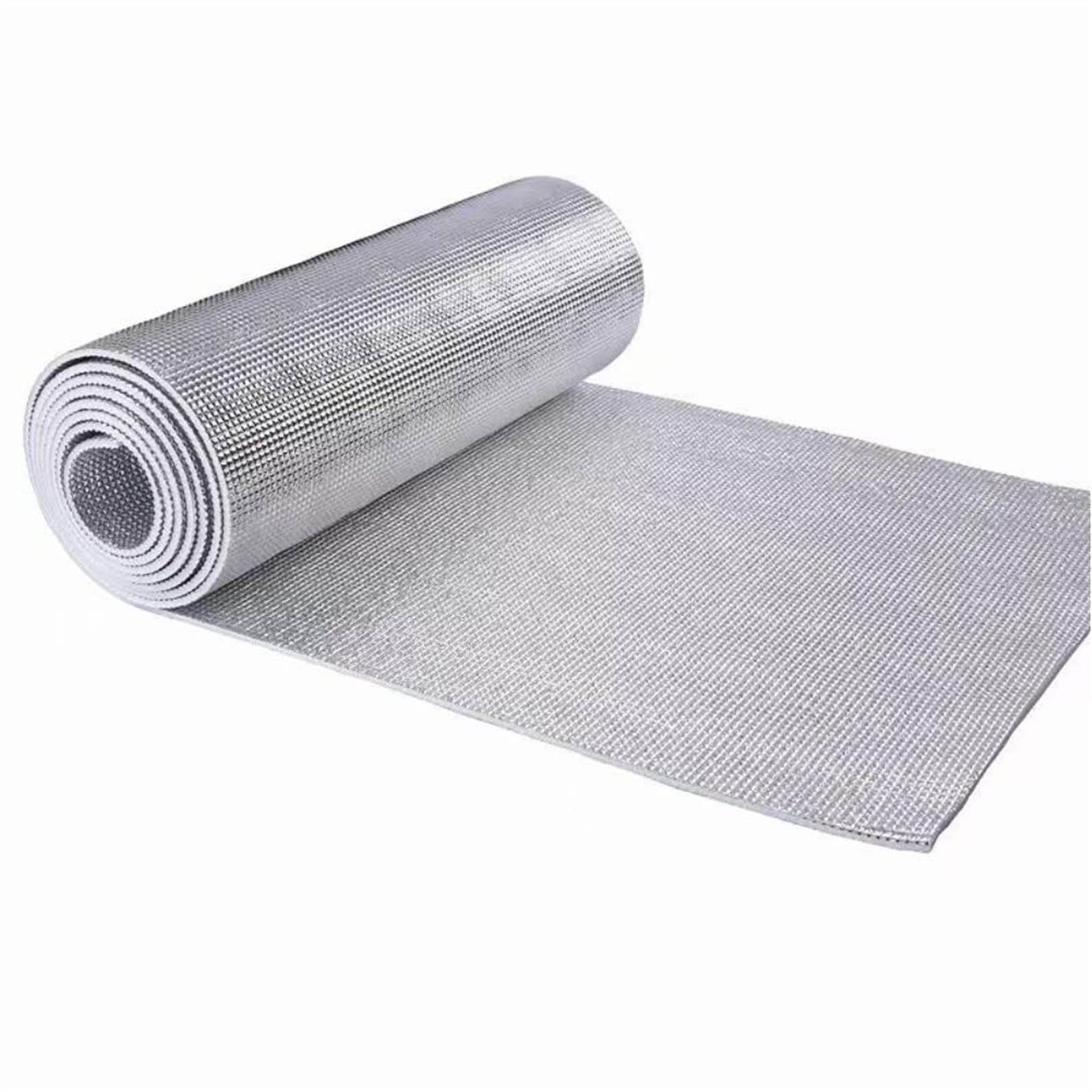 Gmeqfhpops 50Cm X 200Cm Car Sound Deadening Mat Double Aluminum Foil Film Reflective Film Insulation Cover Energy Saving Sunscreen Waterproof Noise Beehive Roof Floor Heating