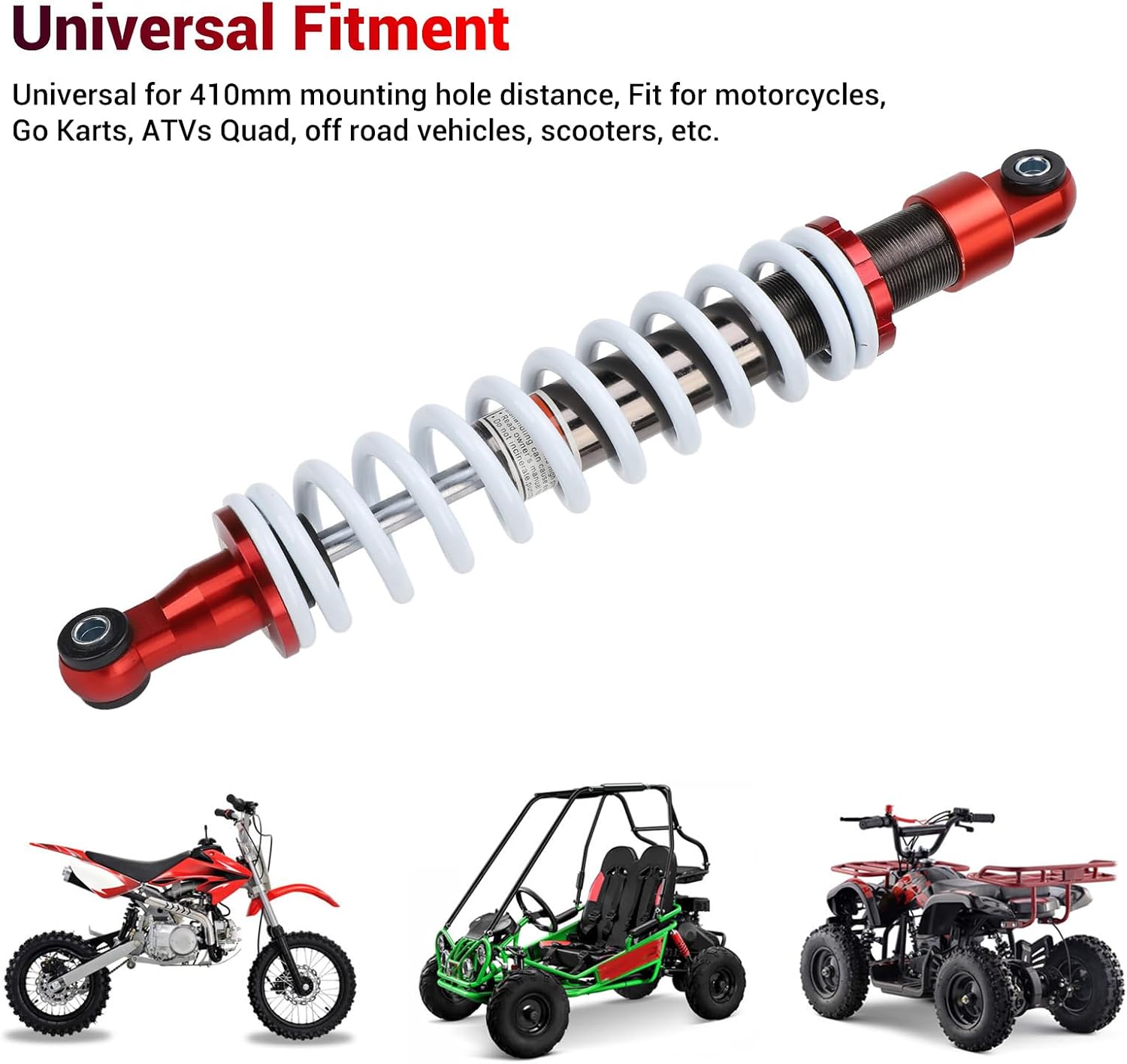 410mm Motorcycle Shock Absorber Universal Suspension Damper with 10mm Spring for Dirt Pit Bike ATV Quad Go Kart