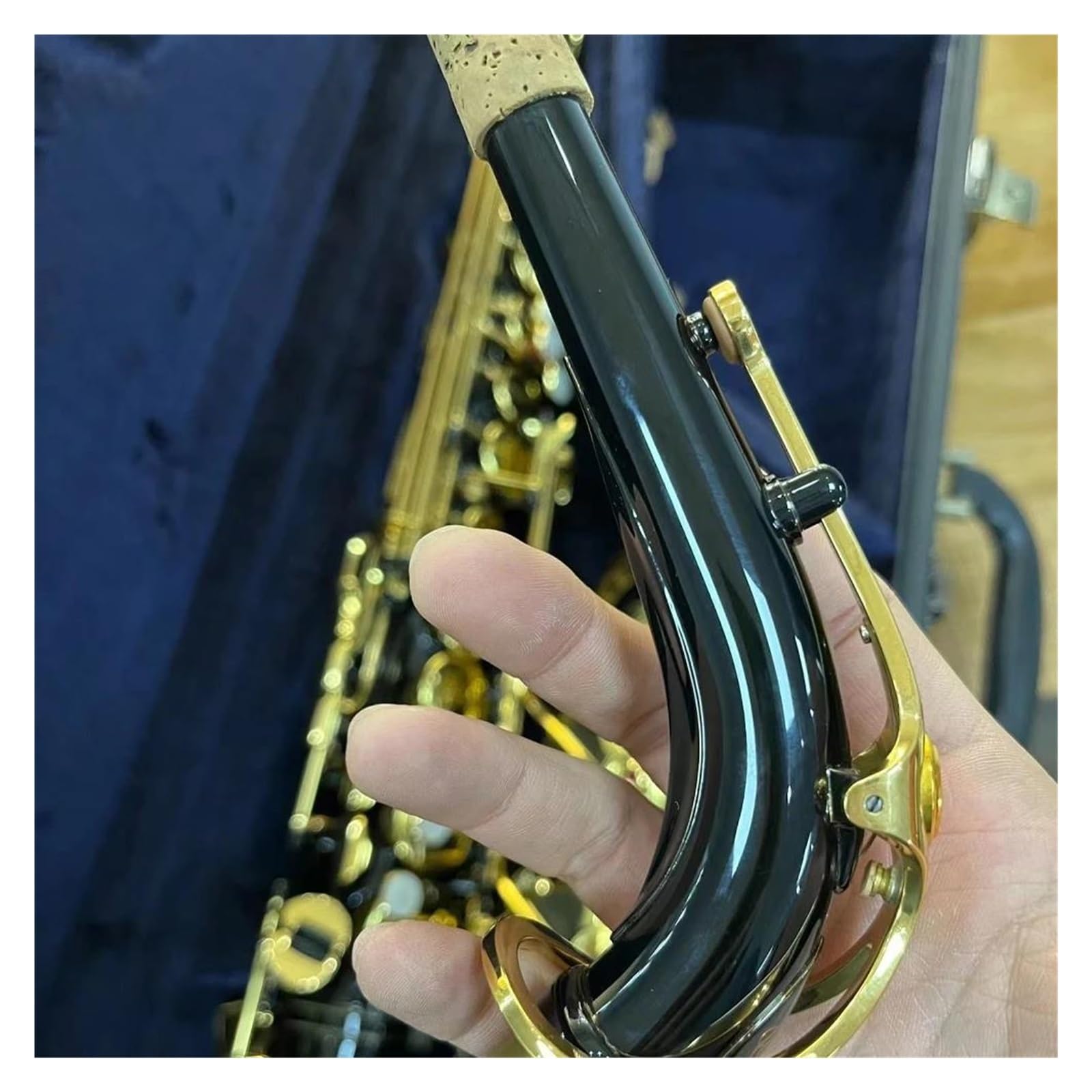 Saxofón Saxofón Alto Mi Bemol Negro Níquel Oro Alto Uno A Uno Instrumento De Jazz Tallado Con Estuche (Color : Leather case)