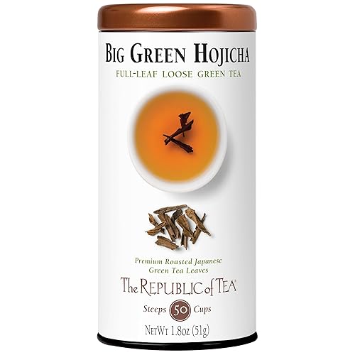 The Republic of Tea Big Green Hojicha té de hoja completa, 1.8 onzas 50-60 tazas