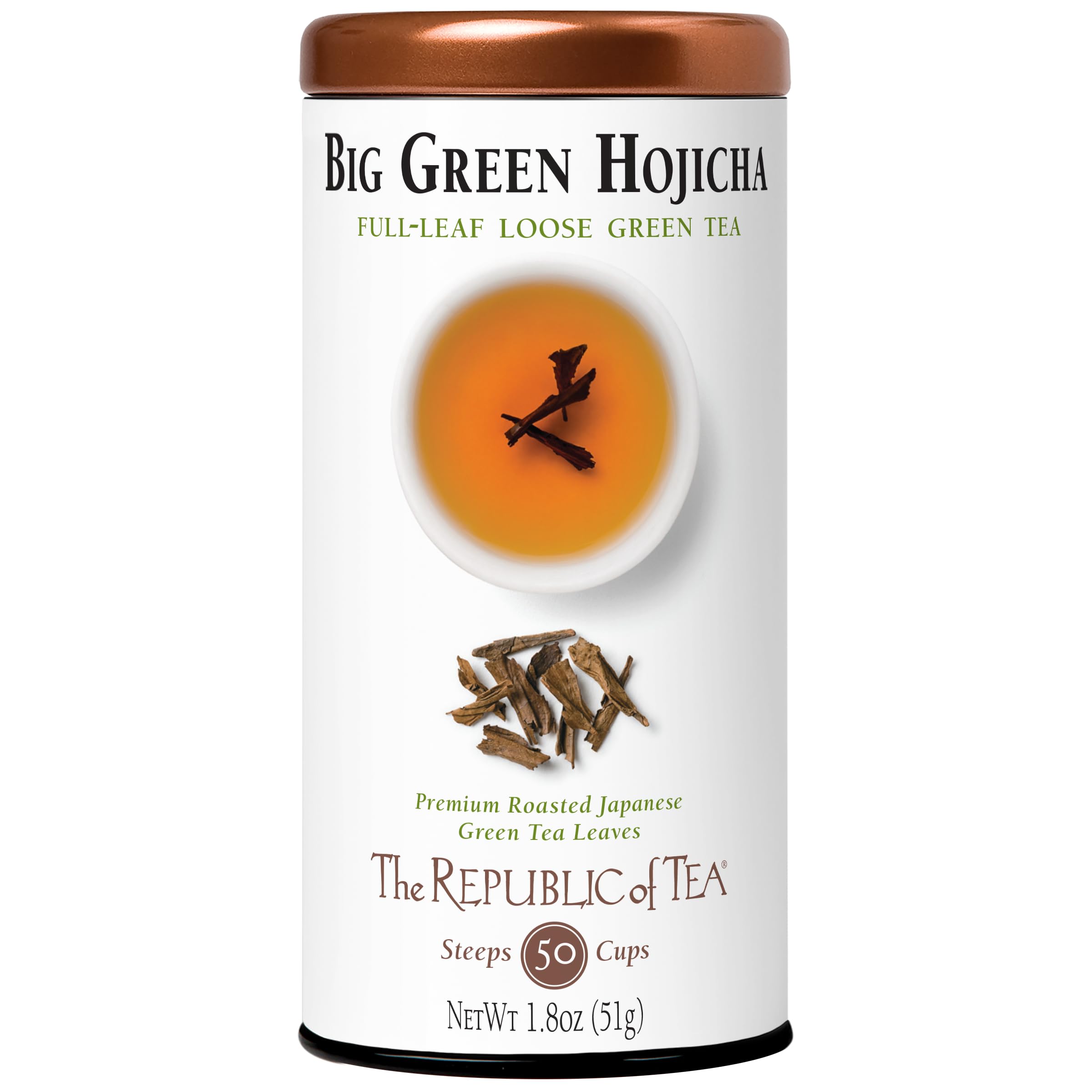 The Republic of Tea Big Green Hojicha Full-Leaf Tea, 1.8 Ounces / 50-60 Cups
