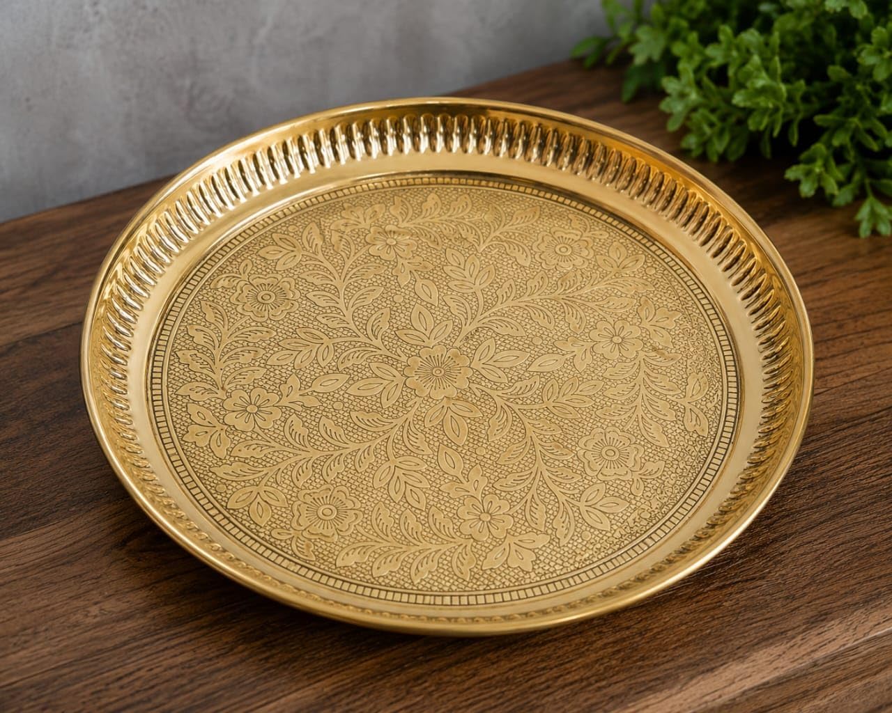 BHAVICREATION Puja Thali Puja Plate Brass Puja Plate Brass (8 x 8 inch)