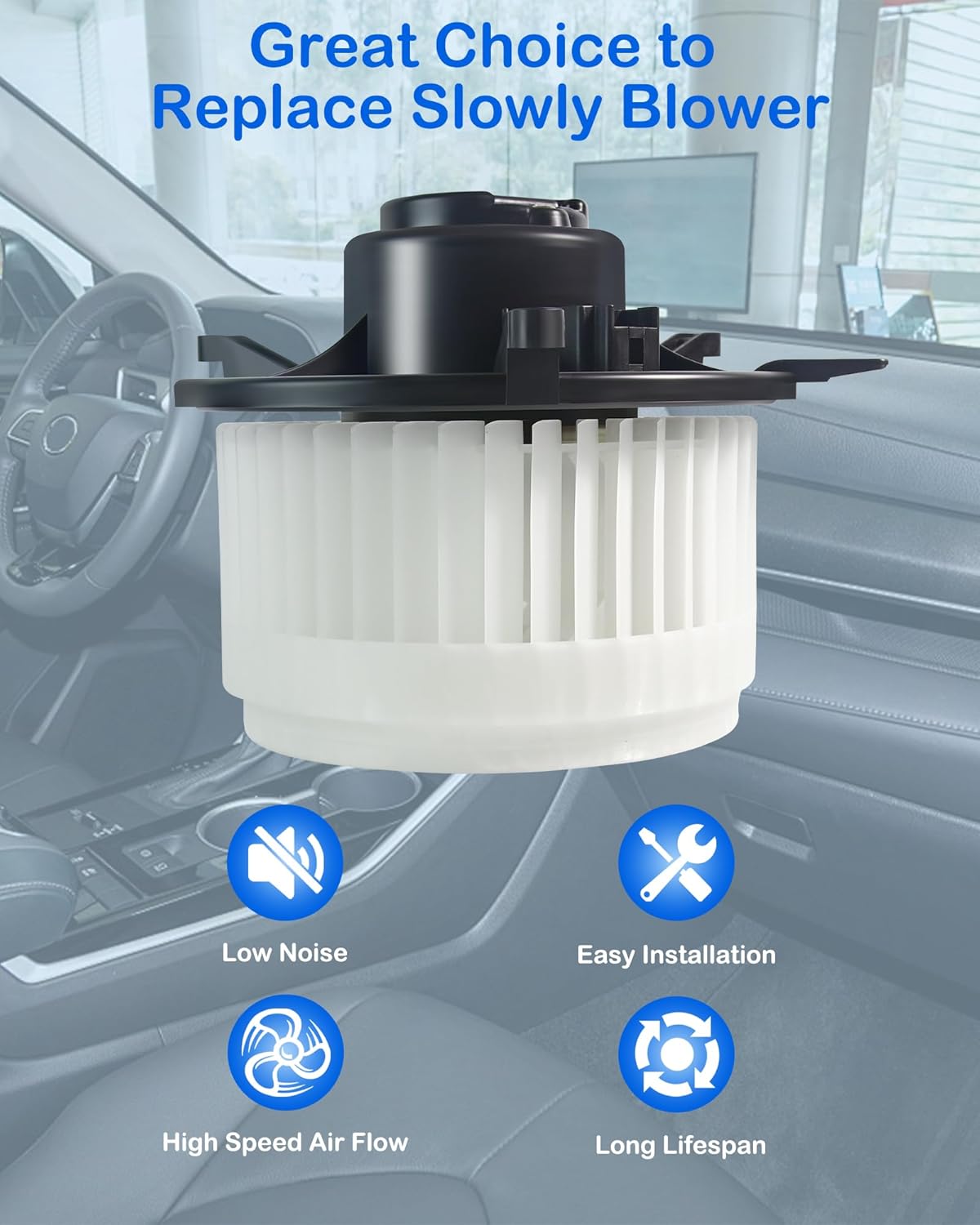 AC Blower Motor Fan Compatible with Chrysler Town & Country 2008-2016,for Dodge Durango 2011-2021,for Jeep Grand Cherokee 2011-2021 Front Automotive Replacement Blower 700216