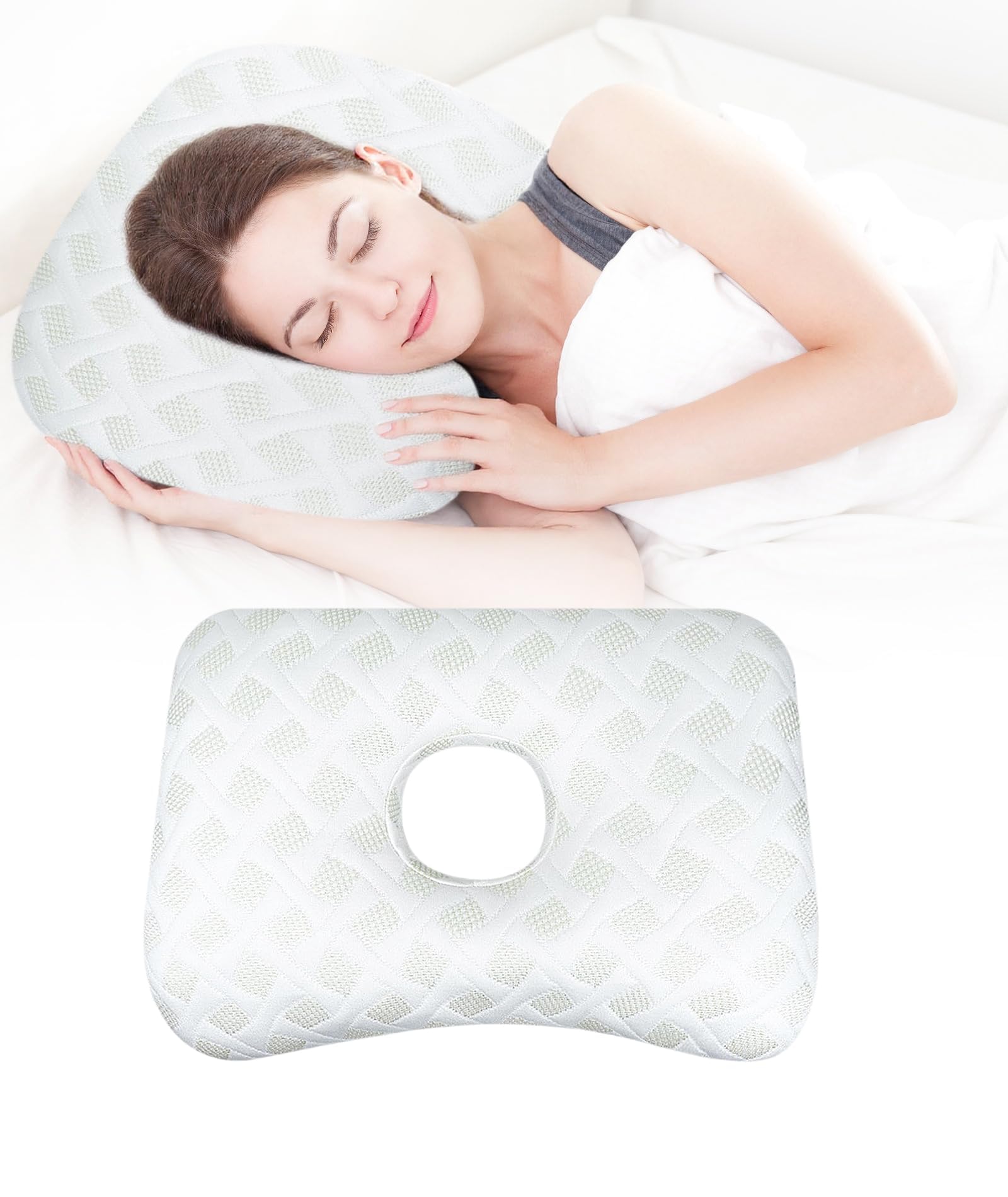SMTYEOO Ear Piercing Pillow Ear Pillow with Hole,Side Sleeper Pillow Item — image 1