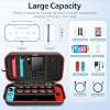 Funda de Transporte para Switch Compatible con Nintendo y OLED, Estuche de Viaje Portátil para Switch con Espacio para Joy-Con y Adaptador, Bolsa de Protección de Carcasa Dura con 20 Juegos, Rojo 7