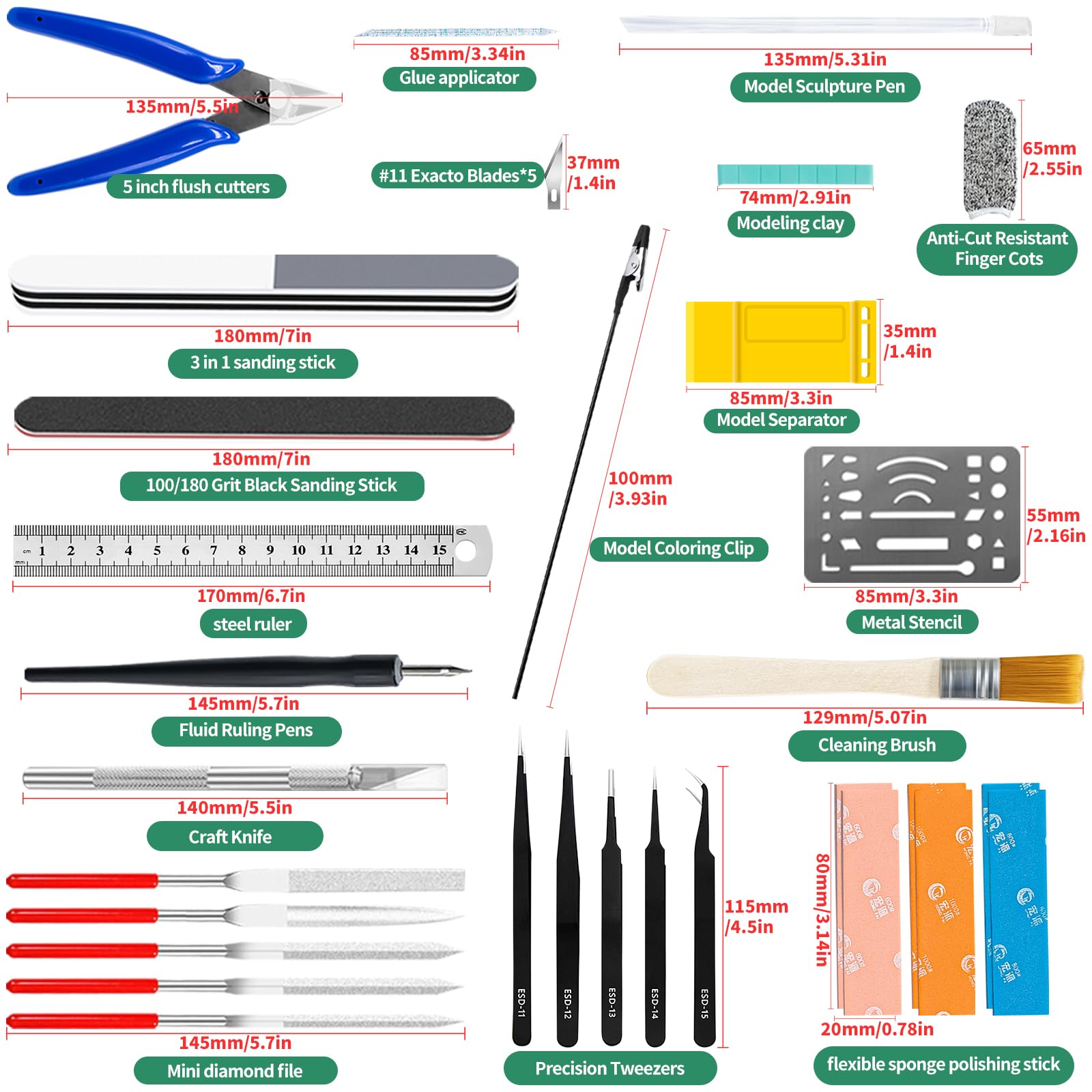 Yauhar 40Pcs Professional Model Tool Kit for Gundam, Pro Modeling Tools for Models Assembling Buildings Repairing and Fixing