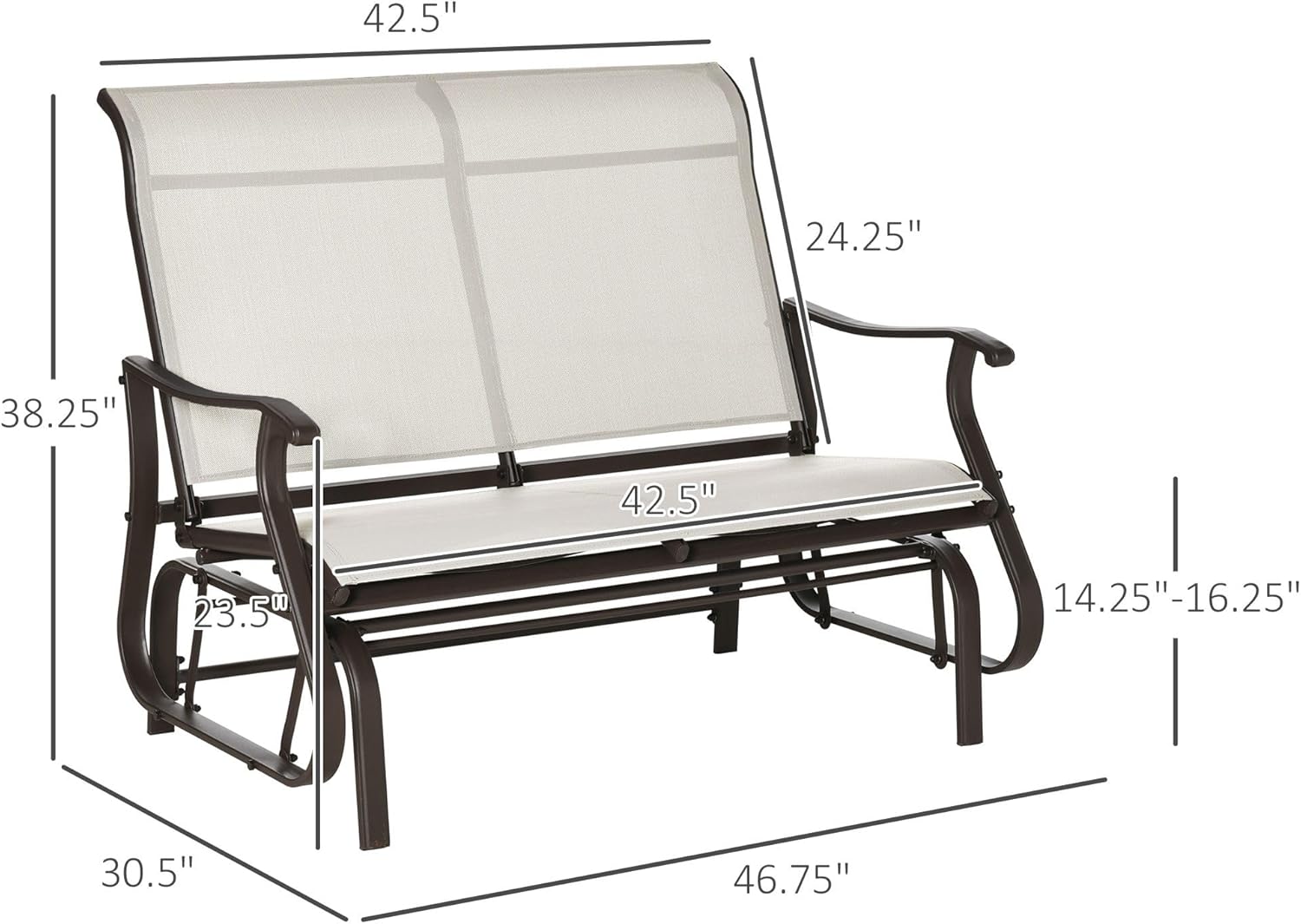 Outdoor Double-Seat Glider Bench for Patio and Balcony