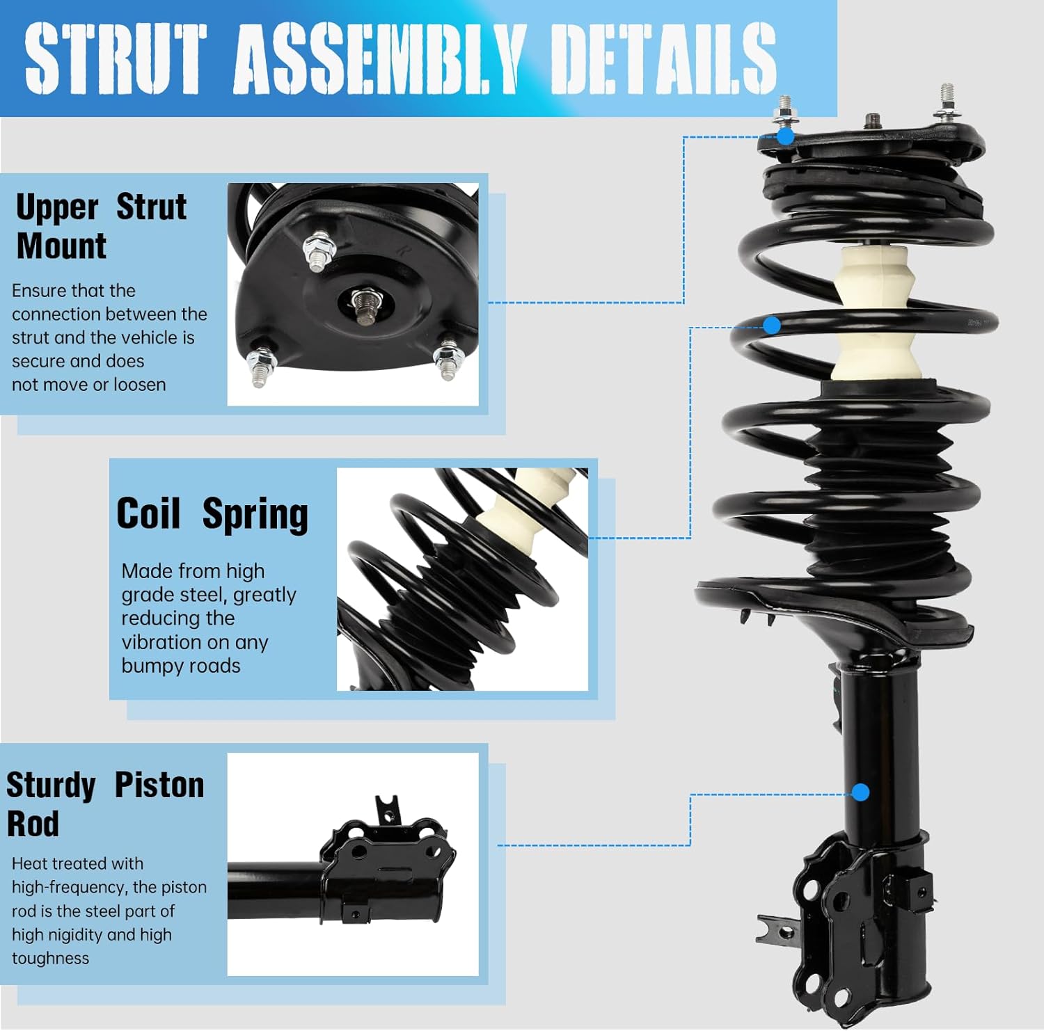 Front Struts Assembly w/Coil Spring Shock Absorbers Replacement for 2006-2011 Hyundai Accent Kia Rio Rio57-172297 172298 Set of 2