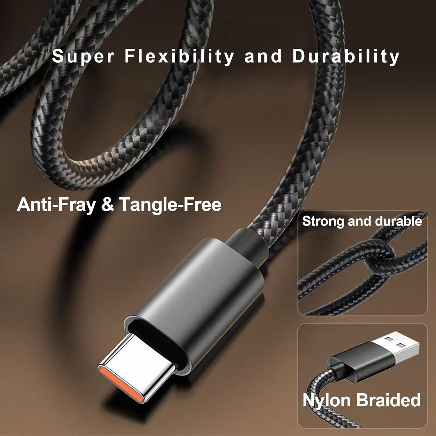 Cavo di ricarica USB di tipo C per pistola da massaggio, compatibile con BOB e Brad, FVZ, TheraGun, Renpho Mini, TOLOCO, RAEMAO, Medcursor, pistole da massaggio | Cavo in nylon intrecciato da