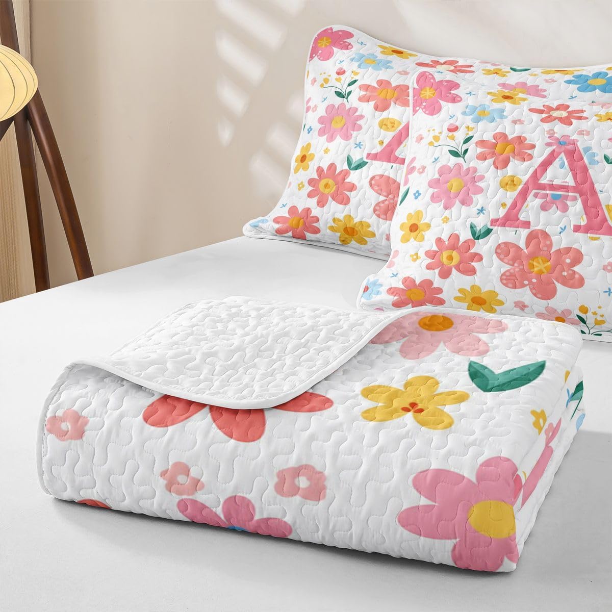 Feelyou Cute Flower Quilt Twin Size for Kids