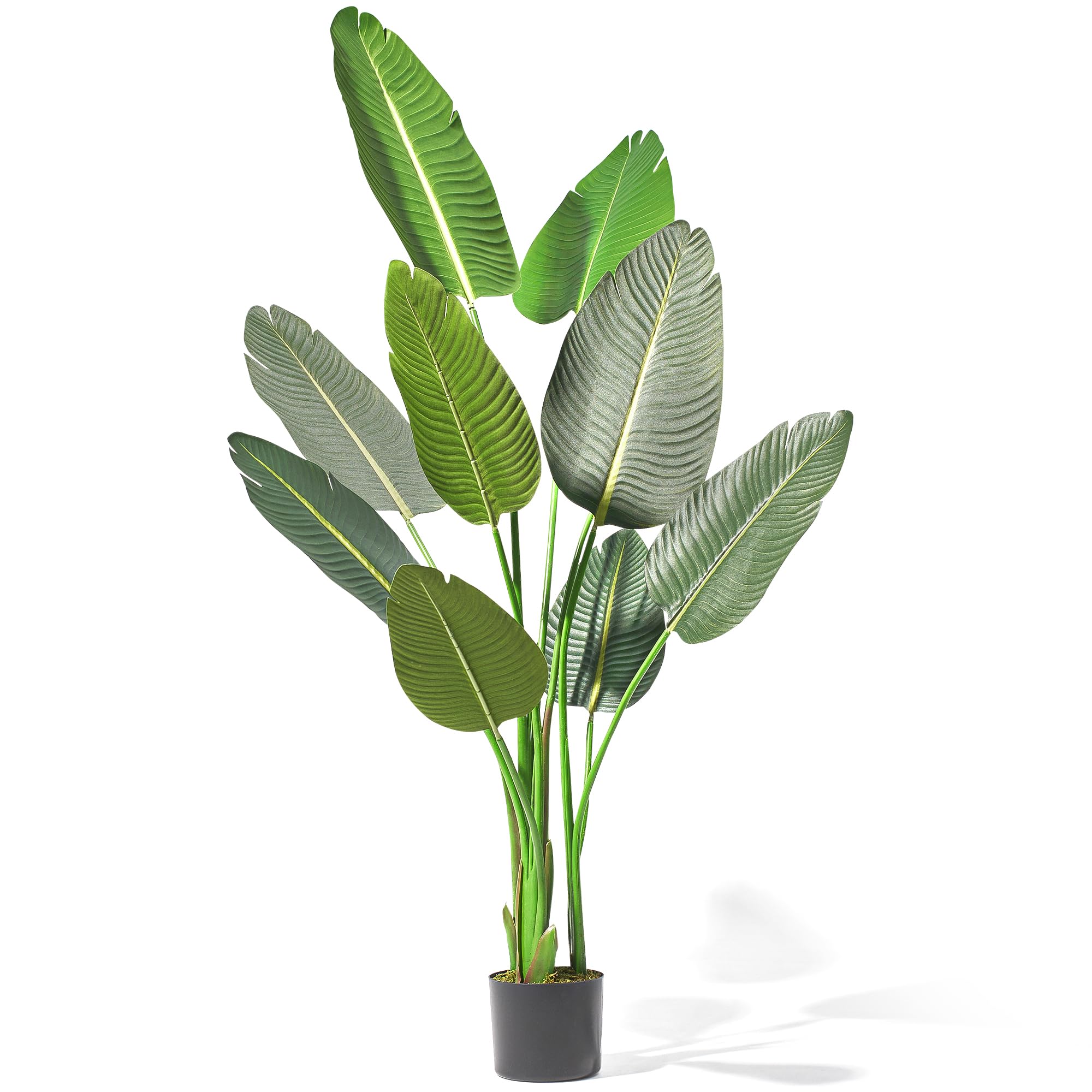 Artificial Plants Indoor Outdoor - Artificial Bird of Paradise - 5 FT Decorative Pre-Potted Faux Modern Palm Tree for Stunning Decor - UV Resistant Evergreen Fake Tree