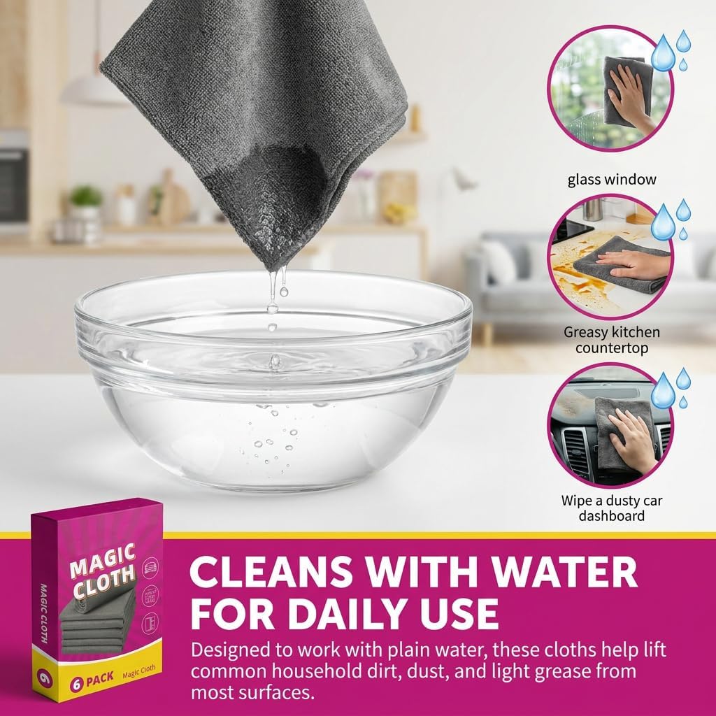 Genie Cloth Magic Cloth, Genie Magic Cleaning Cloth 6 Pack