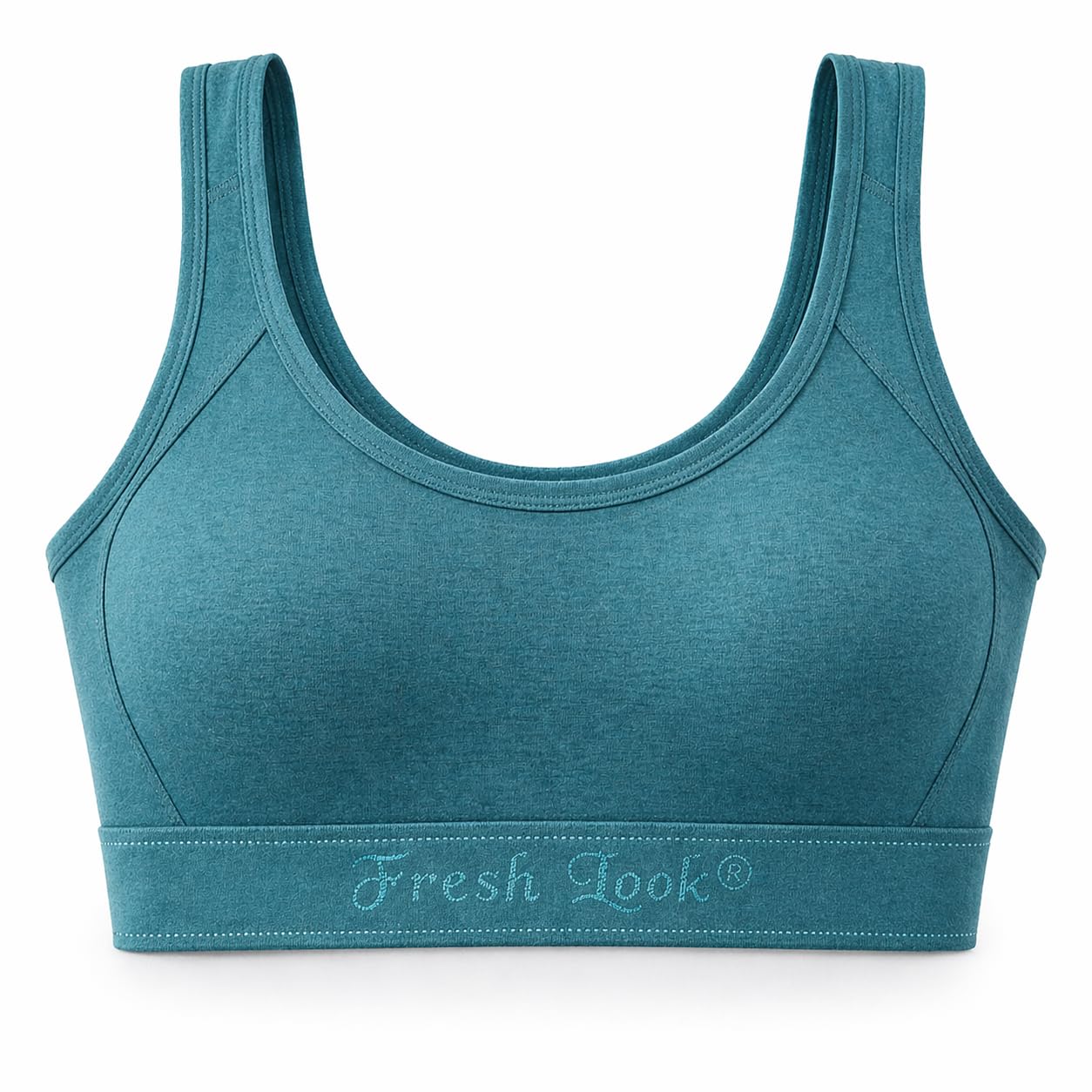 fresh look Women's Seamless Full Coverage Sports Bra, Cotton Blend, Breathable, for Light Workout (in, Numeric, 32, B, Regular, Teal Green)-picture-13