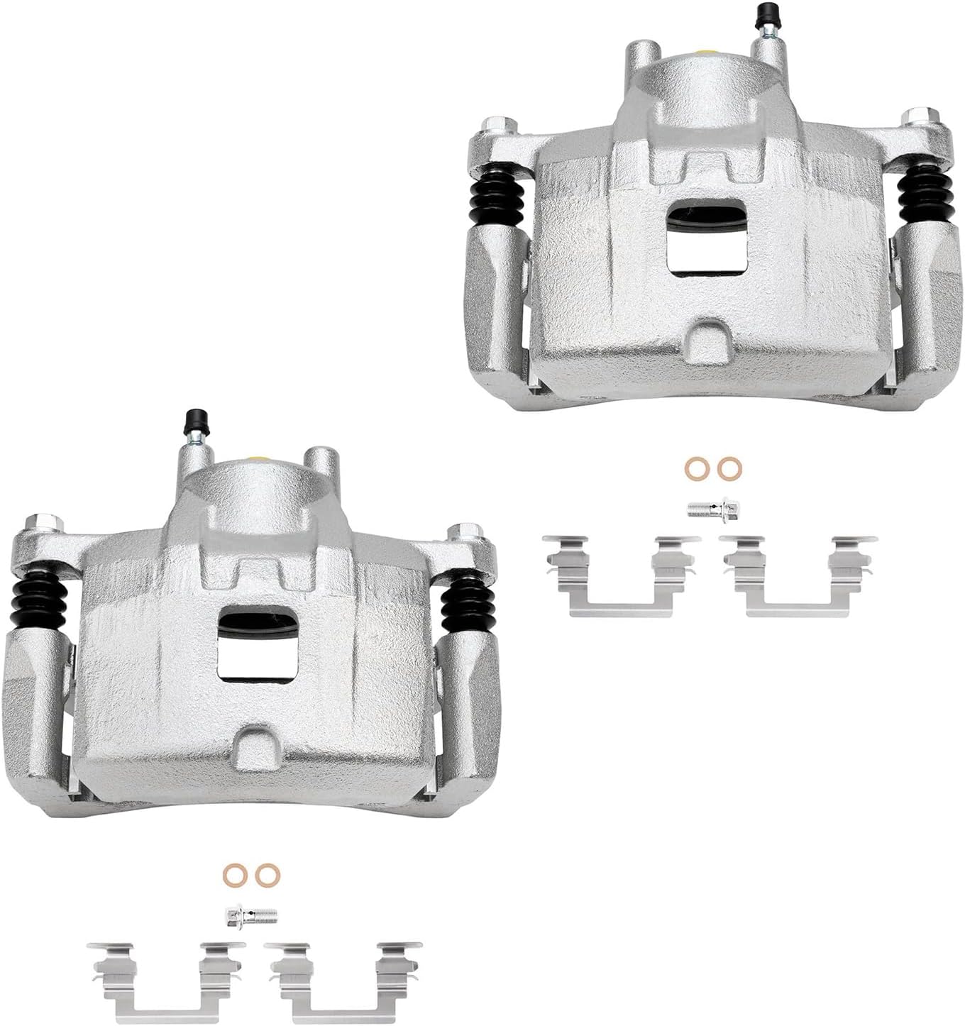 Detroit Axle - Front Steering Knuckles and Wheel Hub Bearings Brake Calipers w/Brackets Replacement for Rear Drum 2007 2008 2009 Dodge Caliber