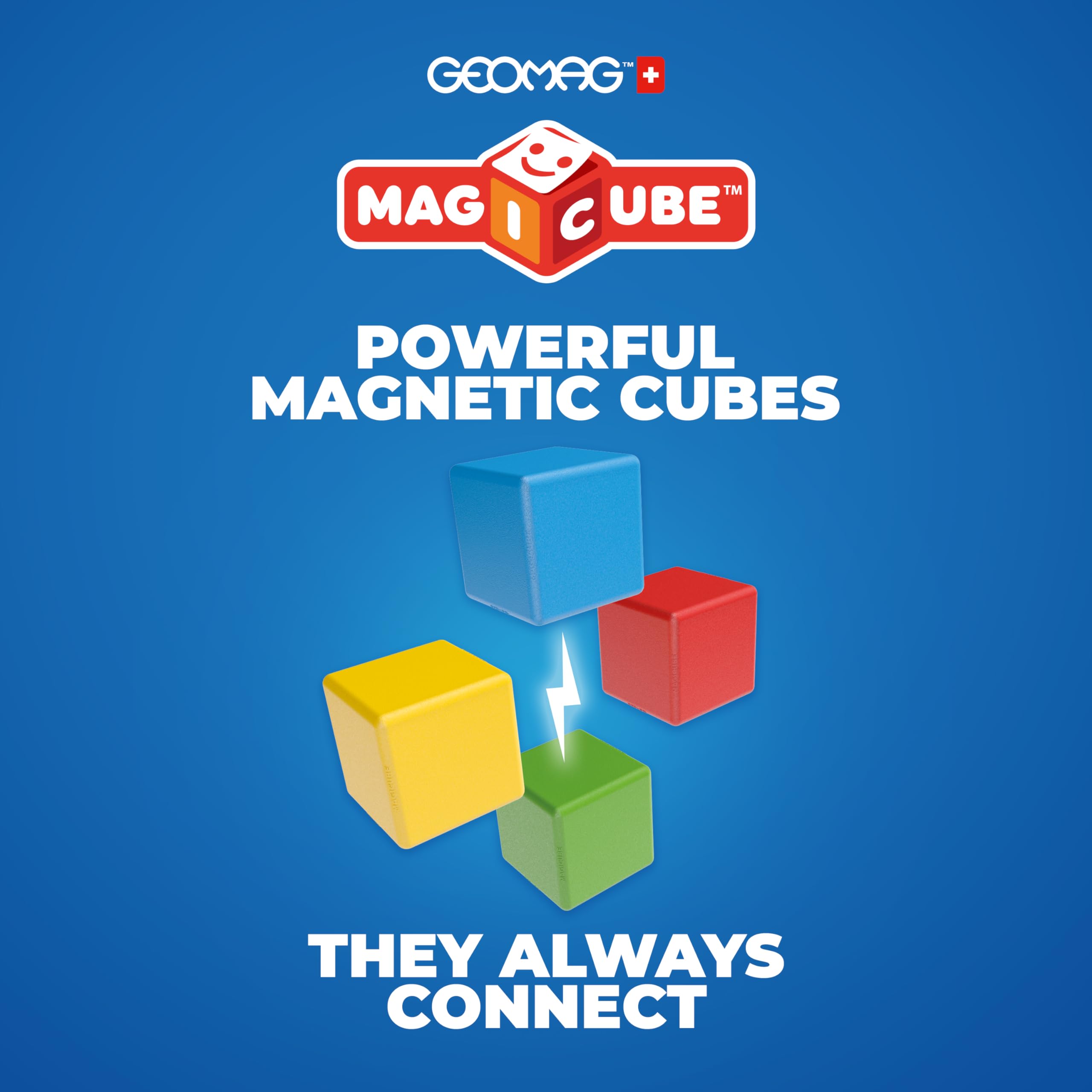 Geomag Magicube - 24 Cubos - Bloques de Construcción Magnética para Niños - Green Line - Juguetes Educativos de Plástico 100% Reciclado