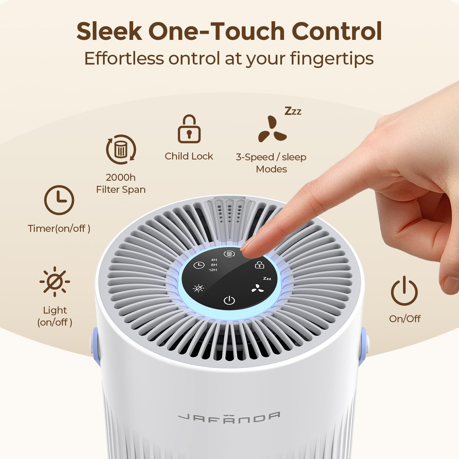 Luftreiniger mit HEPA Luftfilter, Luftreiniger Allergiker mit Griff, HEPA Filter gegen Staub Pollen Tierhaare Gerüche Air Purifier mit Aromatherapie für Schlafzimmer 7-farbiges Licht 20dB