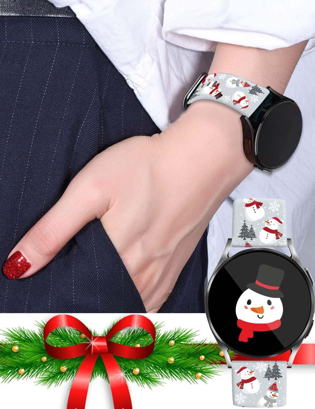 20mm Holiday Christmas Halloween Thanksgiving Watch Band Compatible with Samsung Galaxy Watch 7/6/5/4 40mm 44mm/Watch 6 Classic 43mm 47mm/Watch 5 Pro 45mm/Watch 4 Classic/Active 2 Smartwatch Replacement Strap - Image 4