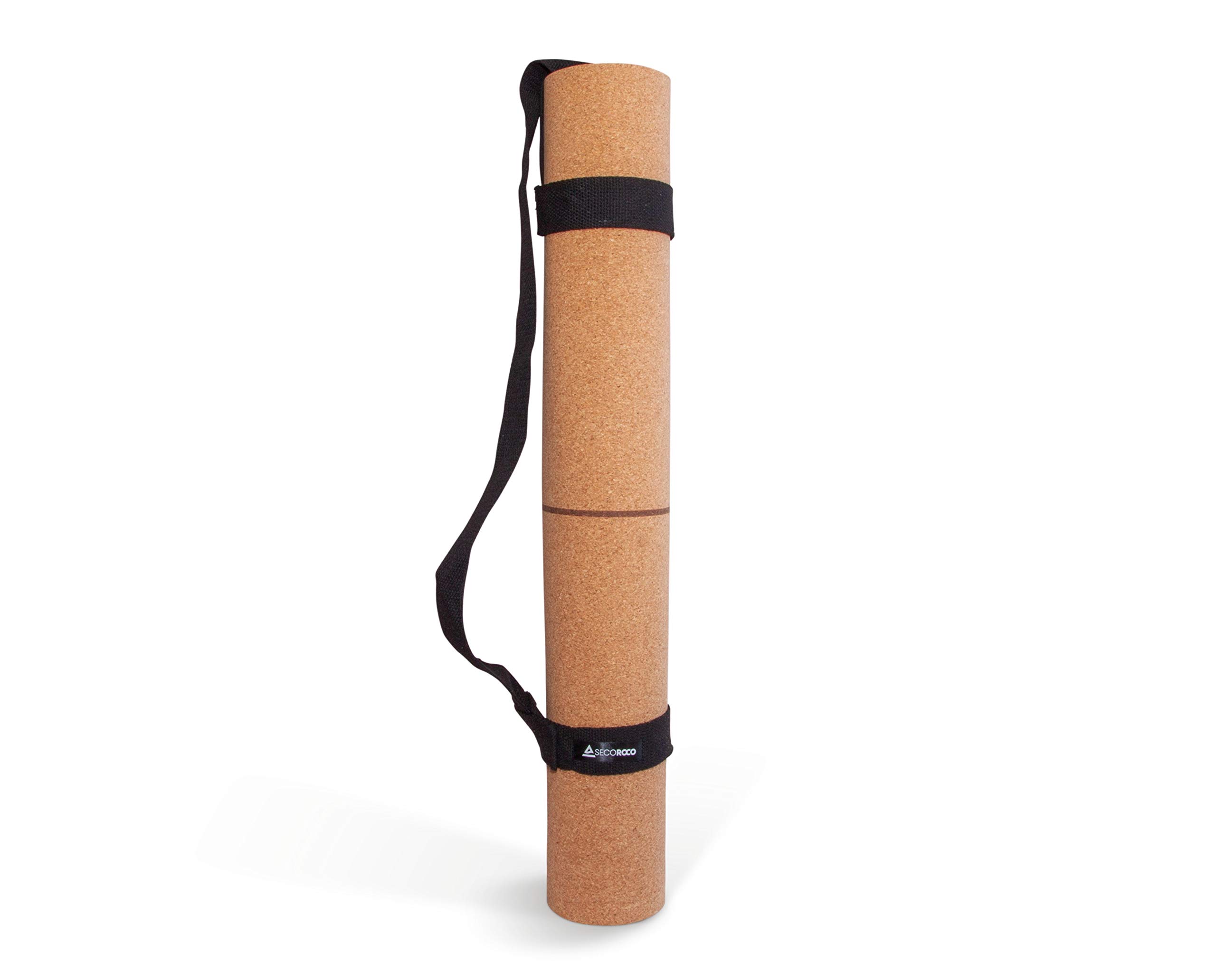 Esterilla de yoga de corcho, 3-5 mm, antideslizante, alineación de línea cómoda, 66 cm de ancho con líneas auxiliares, vegana, sostenible y reciclable, esterilla de yoga natural de corcho y goma, incluye bolsa de yoga