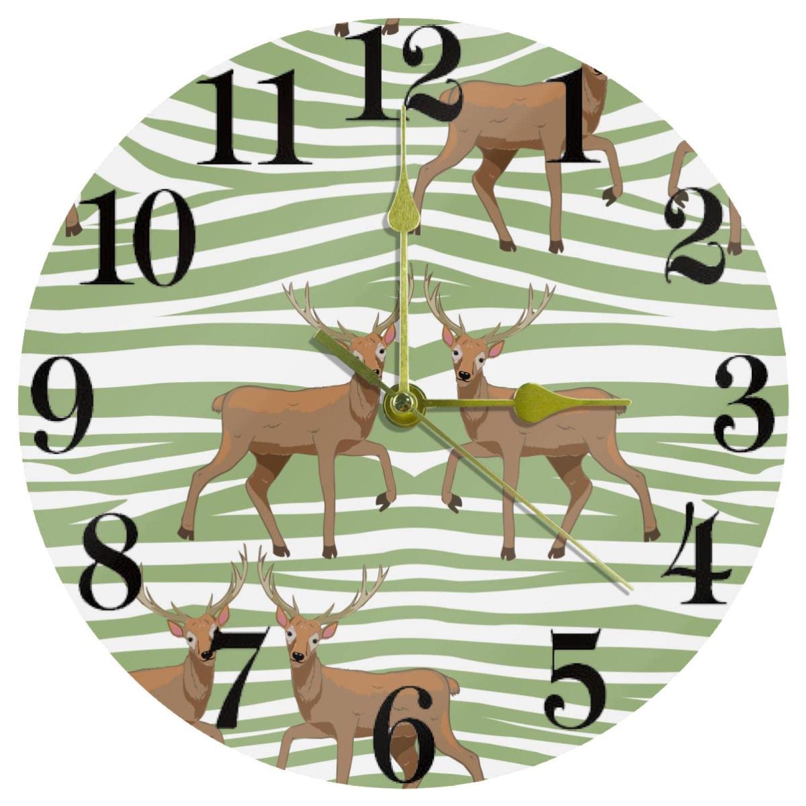 Horloge murale de cuisine ronde et fleurie de rayures pour un espace accueillant