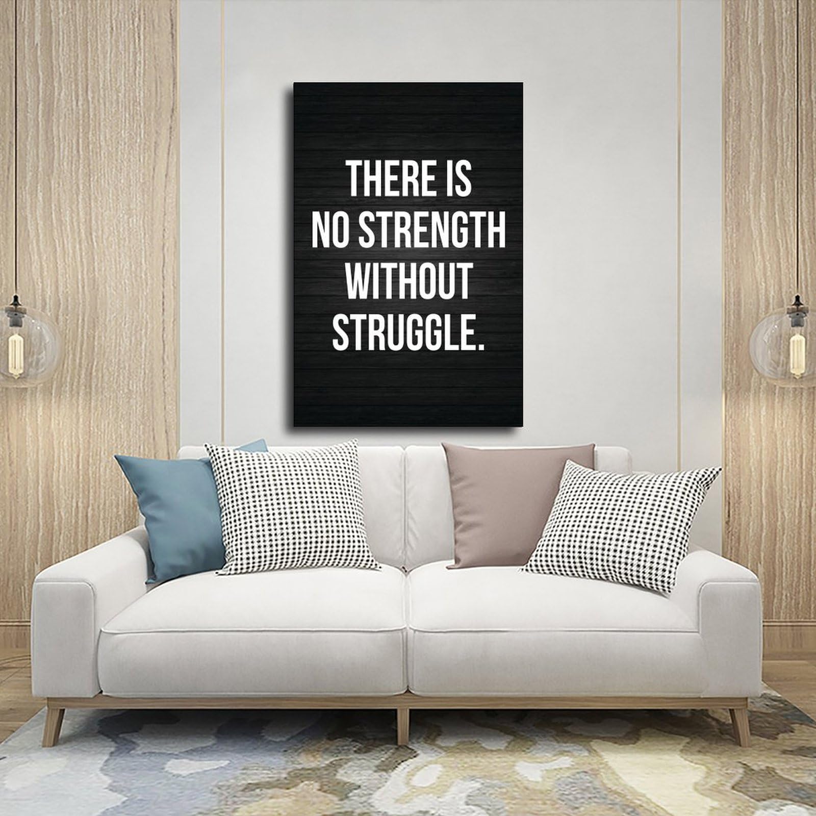 Póster motivacional de fuerza sin lucha, impresión moderna con cita de ejercicio de fitness, arte de pared para gimnasio, hogar, estudio, oficina, decoración de 50 x 75 cm