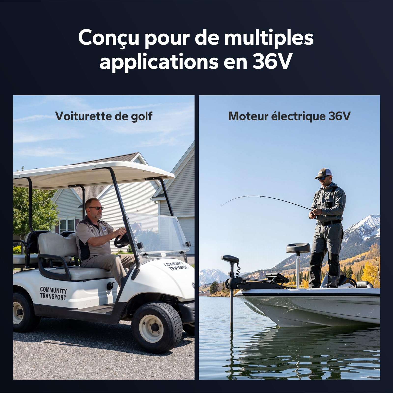 LiTime Chargeur Batterie LiFePO4 36V 15A, Chargeur Lithium 43,8V IP66 Étanche avec Activation de Batterie, Indicateur LED, Chargeur Intelligent 3 Étapes pour Golf Cart, Camping-Car, Bateau