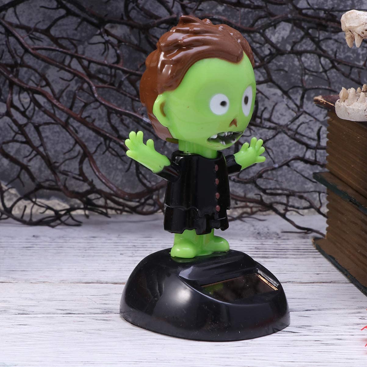 Juguete solar de Halloween para bailar con cabeza agitada, figura de zombi, estatua de tablero de tablero de automóvil, adornos para decoración de vehículos 5